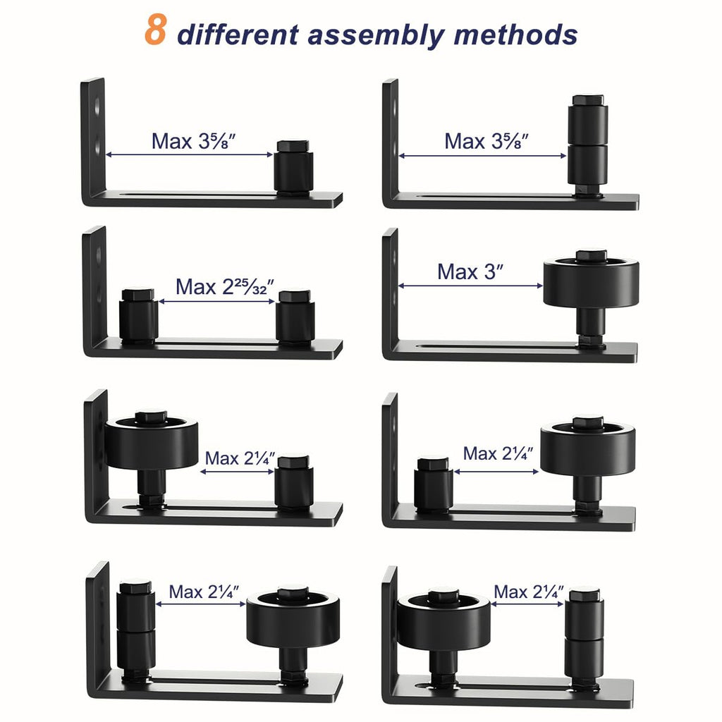 SMARTSTANDARD Sliding Barn Door Floor Guide for Bottom Adjustable Roller - 8 Setup Options for DIYers - Flush Design Bottom Flat Barn Door Floor Guide Stay Roller (Black) 2PCS