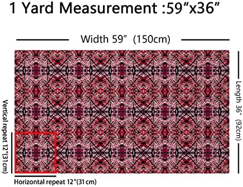 Feelyou Tie Dye Fabric by The Yard, Boho Trippy Swirl Upholstery Fabric for Chairs Sofa Couch, Bohemian Gypsy Hippie Tie Dye Outdoor Fabric Waterproof, 3 Yards, Red Black