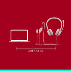 Logitech H390 Wired Headset PC/Laptop Stereo Headphones, USB-A, Rose