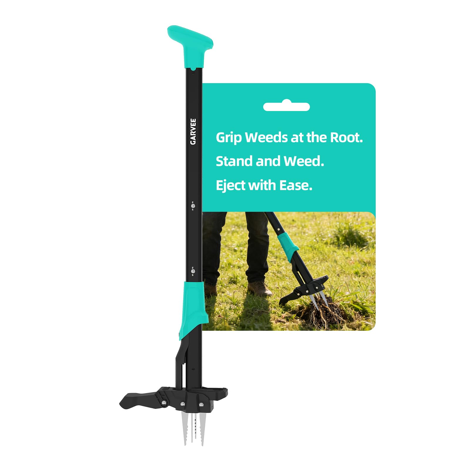 Garvee 40" Long Handle Stand Up Weed Puller - 4-Claw with Ejector Gardening Hand Weeding Tool Easy-Eject Easily Remove Weeds Without Bending, Pulling, or Kneeling.