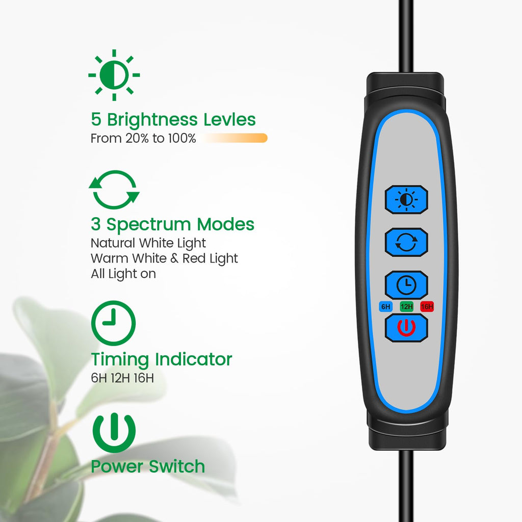 Garpsen Grow Lights for Indoor Plants, 6000K, Height Adjustable, Plug-in