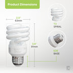 Xtricity Compact Fluorescent Light Bulbs T2 Spiral, E26 Base (2 Pack)