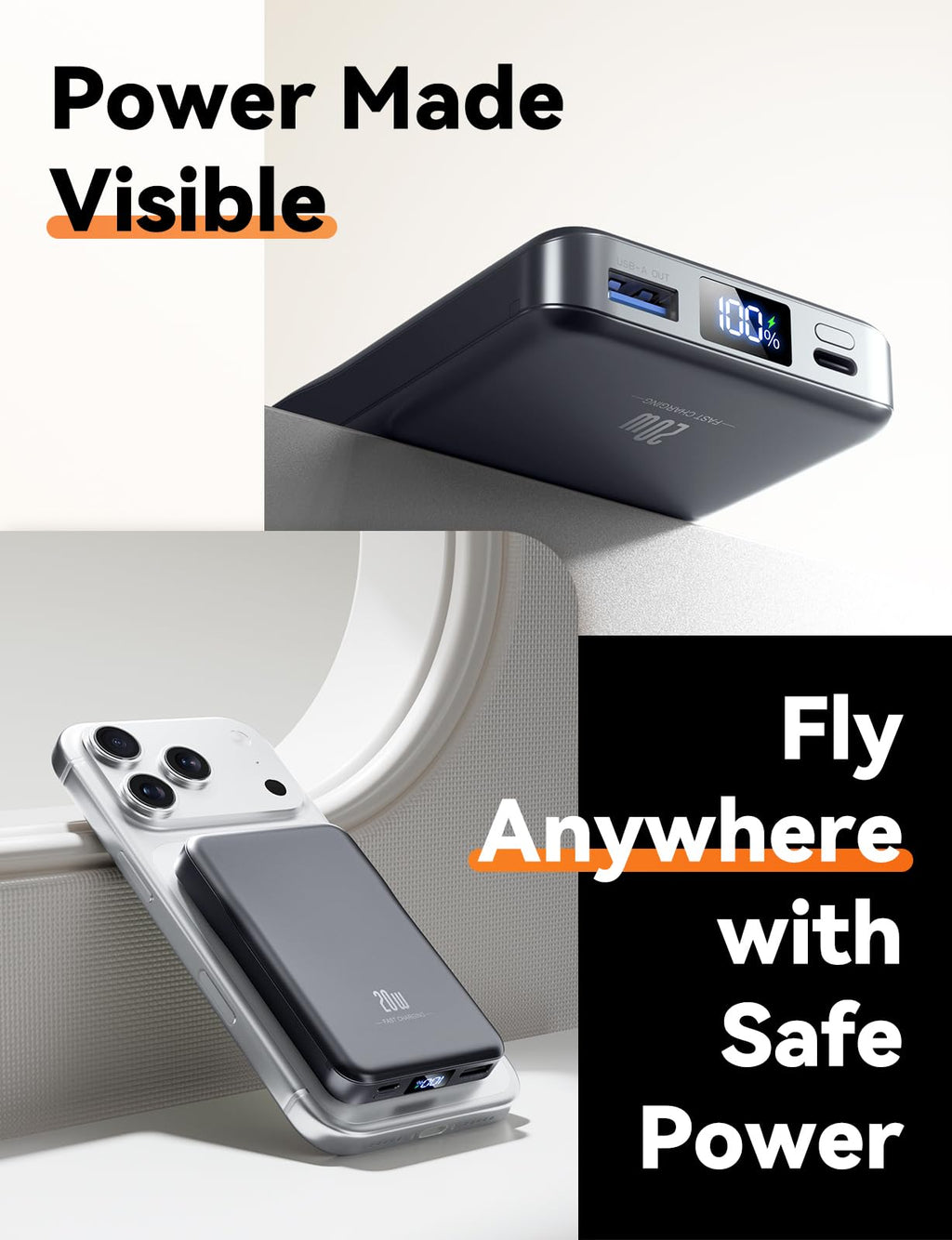 Magnetic Portable Charger 10000mAh, Fast Charging for MagSafe Battery Pack