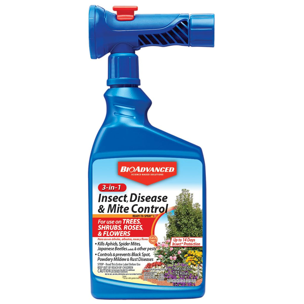BioAdvanced 3-in-1 Insect, Disease, and Plant Mite Control - Insecticide, Fungicide & Miticide - Ready-to-Spray- Prevents Pests and Diseases - Up to 30 Days Protection - 32 fl oz Bottle