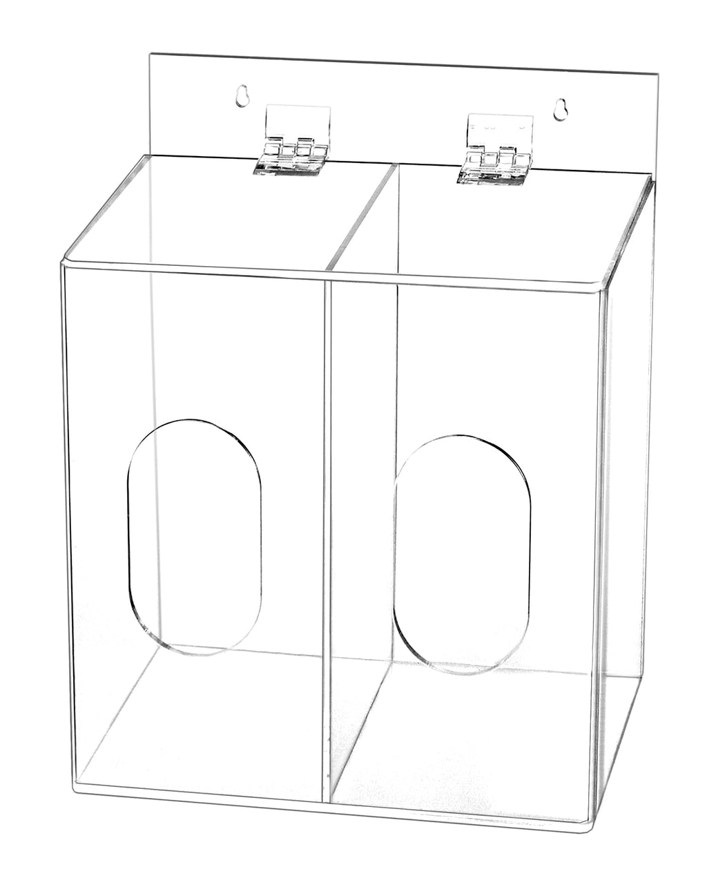 QWORK Clear Acrylic Mask and Glove Organizer – Dual Compartment Dispenser for Office & Home Use