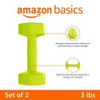 Amazon Basics Vinyl Coated Dumbbell Hand Weights, 3 Pounds, Pair, Citron