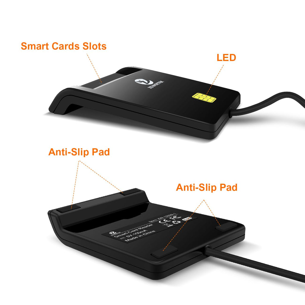 ZOWEETEK CAC Card Reader Military, USB Smart Card Reader for Windows Mac