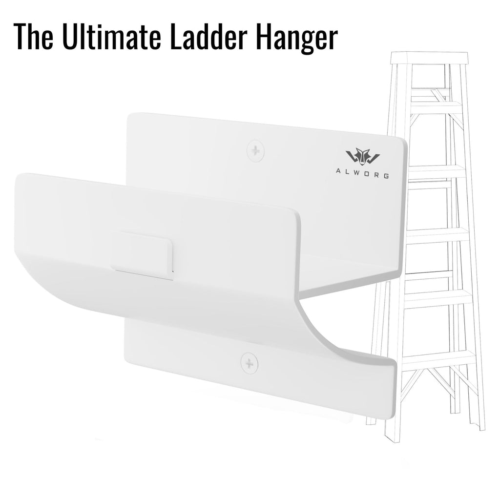 Ladder Hangers for Garage Wall - Set of 2 Ladder Hooks - Use as Ladder Holder Wall Mount or Step Ladder Hanger