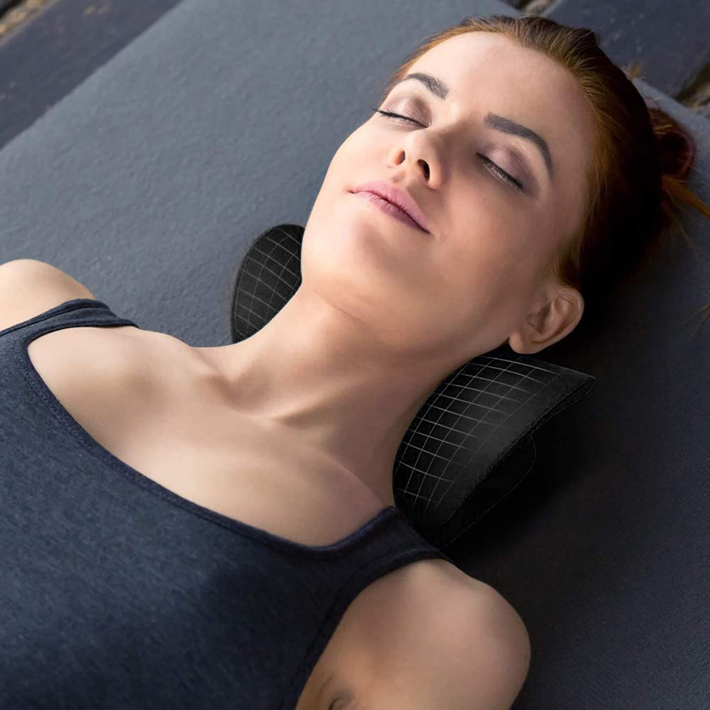 RESTCLOUD Neck and Shoulder Relaxer, Cervical Traction Device for TMJ Pain Relief and Cervical Spine Alignment, Chiropractic Pillow, Neck Stretcher (Black)