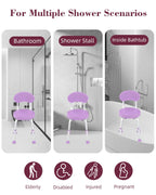 Fvzzin Swivel Shower Chair, 360° Non-Slip Shower Seat with Backrest for Elderly and Disabled, Height Adjustable Rotating Tub Transfer Bench for Seniors Bathroom Inside Shower(Purple)