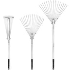 Buyplus Adjustable Garden Leaf Rake - 24 to 63 Inch Telescopic Metal Expandable Folding Leaves Rake, Metal Rakes for Leaves, Yard Rakes for Lawn Yard, Flowers Beds, Sliver