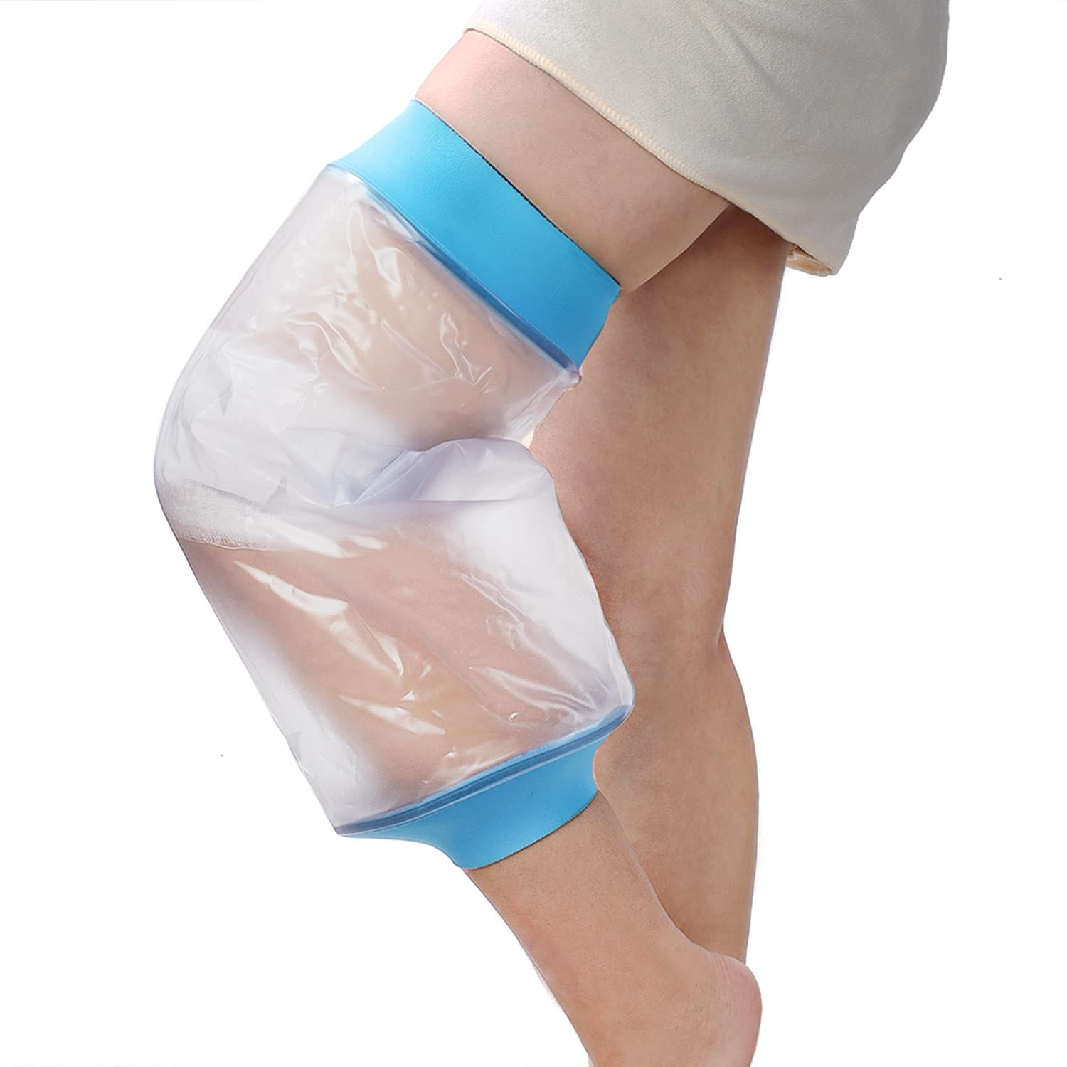 Asunby Knee Cast Cover for Shower Waterproof Bandage Cast covers Protector for Knee Replacement Surgery, Wound, Burns Watertight Protection Reusable