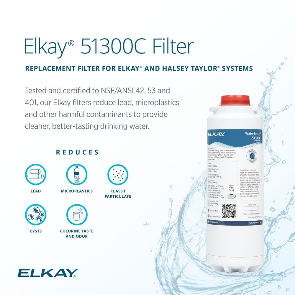 Elkay Genuine WaterSentry 51300C Lead + Microplastics NSF/ANSI Certified Filter (12-Pack)(Bottle Fillers)