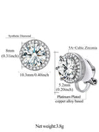 FindChic April Diamond Clip On Earrings for Women Silver Birthstone