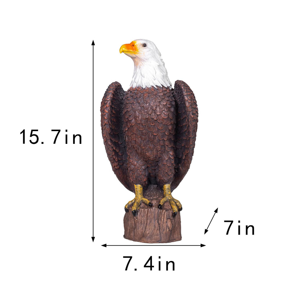 SHAODIE H:15.7in Outdoor Great Eagle Sculpture Garden Decoration Hand-Painted Bald Eagle Decoration - Bald Eagle Statue, Majestic American Indoor/Outdoor American Office, Courtyard Decoration