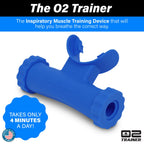 Bas Rutten O2Trainer: Breathing Muscle Training Device | Lung Power & Endurance Tool for Athletes, Singers & High-Altitude Performance | Diaphragmatic Respiratory Trainer | 16 Resistance Caps | Blue
