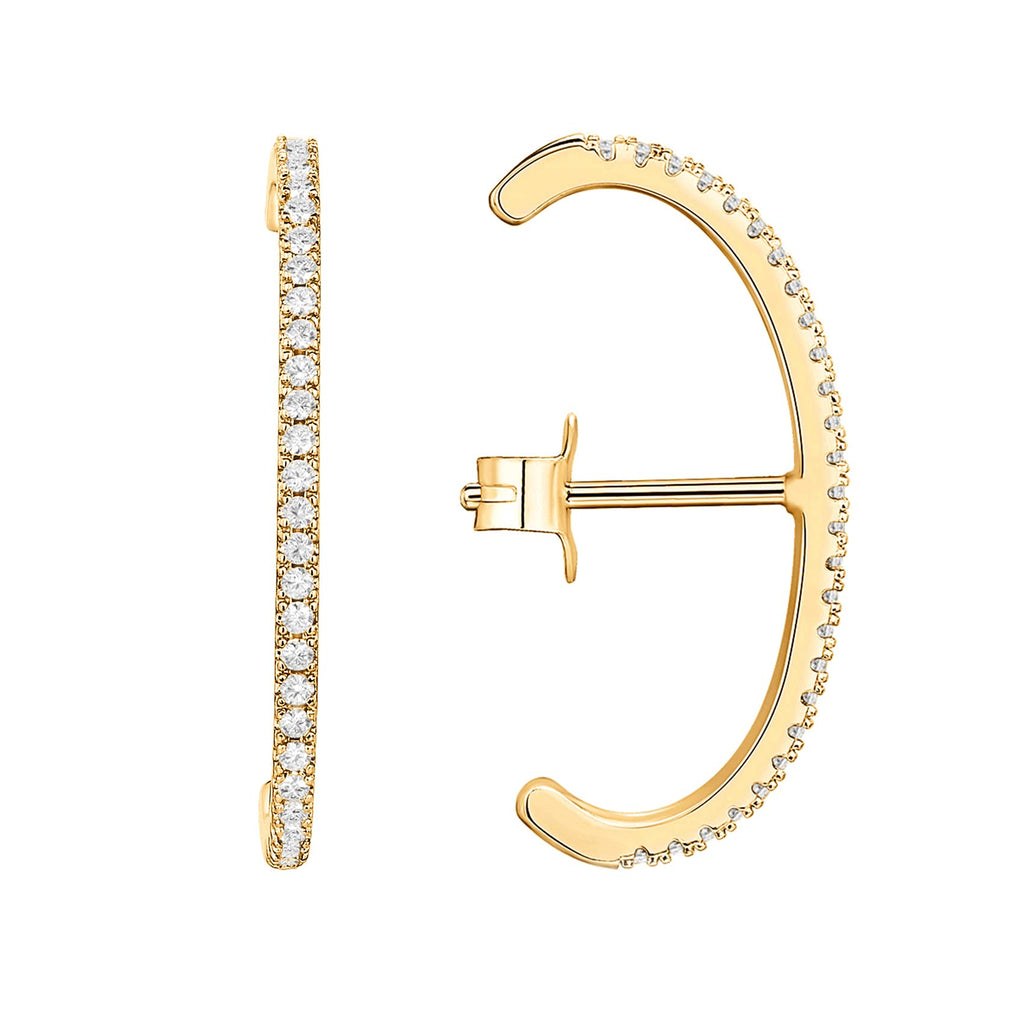 PAVOI CZ Minimalist Ear Cuffs for Women, Yellow Gold, Size 23.5 Millimeters