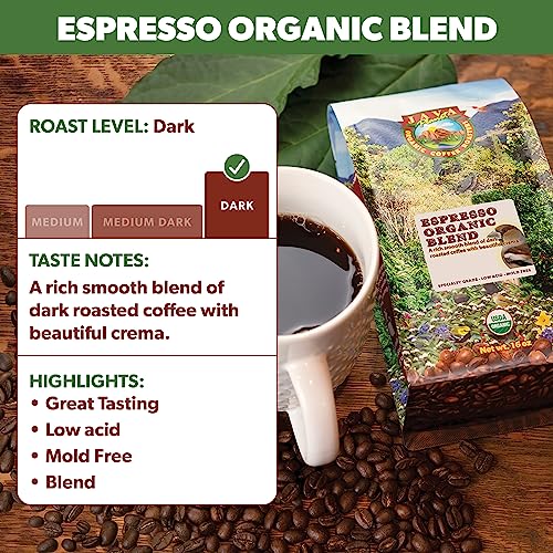 Java Planet Organic, Espresso Blend, Smooth Full Flavored Organic Coffee Beans, Low Acid, Whole Bean Coffee, 5LB Bag