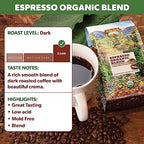 Java Planet Organic, Espresso Blend, Smooth Full Flavored Organic Coffee Beans, Low Acid, Whole Bean Coffee, 5LB Bag