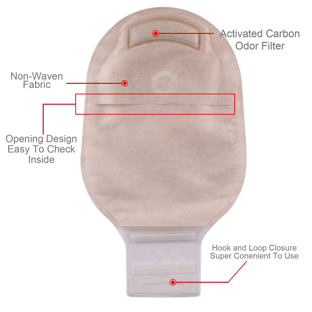 Carbou 20 PCS Colostomy Bags,Ostomy Supplies,One Piece Drainable Ostomy Pouch with Closure for Ileostomy Stoma Care, Cut-to-Fit