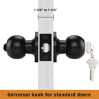 Probrico Black Door Knob Exterior Door Knobs with Lock, Keyed Alike Door Locksets for Front Door, Interior Door Lock with Ball Knob, Black Finished, 5 Pack