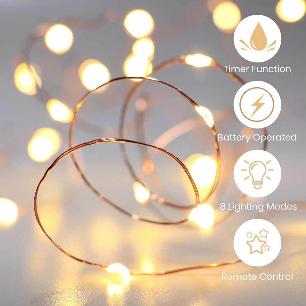 innolife LED Fairy String Lights Battery Operated Timer with Remote Control