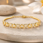 Amy & Annette 14K Gold Plated Heart Bangle Bracelet for Women with Crystals - Adjustable Gold Bangles, Heart Bracelets for Women, Cute Bangle, Gold Plated Bracelets