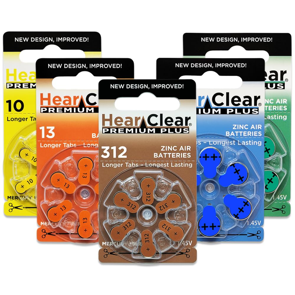Hear Clear Size 675P Cochlear Implant Hearing Aid Batteries Green Tab (60 Batteries)