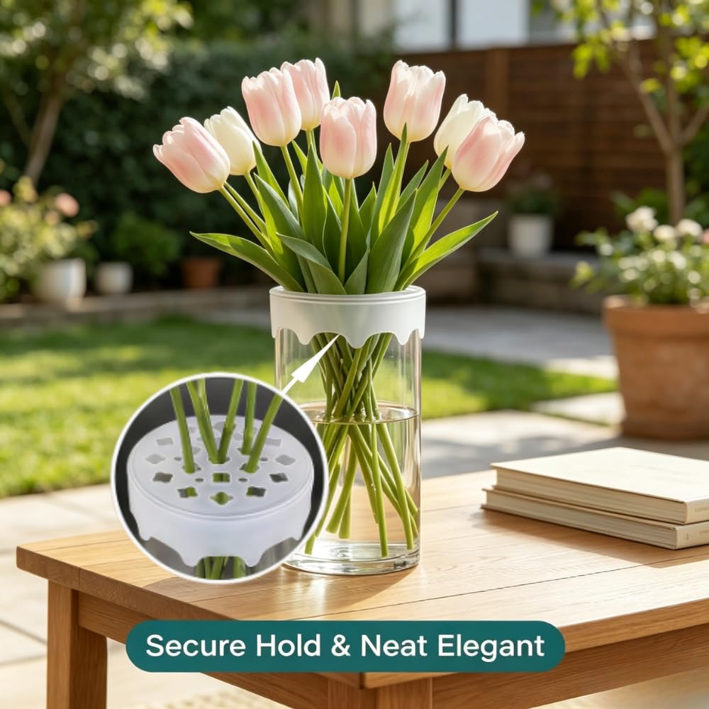 Silicone Flower Arranging Grid, Reusable Stretch Floral Grid Arranger, Clear Flexible Silicone Spiral Stem Holder for Outdoors and Indoors Easy Ikebana Vase Arrangement (2 PCS)