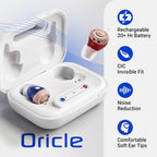 Oricle Standard 2.0 Hearing Aids for Seniors - Oricle Hearing Aids for Adults with Advanced Noise Cancellation - Easy Volume Control with Portable Charging Case