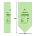 SUPERBIO 13 Gallon Compostable Kitchen Waste Bags, 50 Count, 1 Pack, Flat top Food Scrap bags, Certified by BPI and OK compost INDUSTRIAL, 49.2L, 0.87 Mil