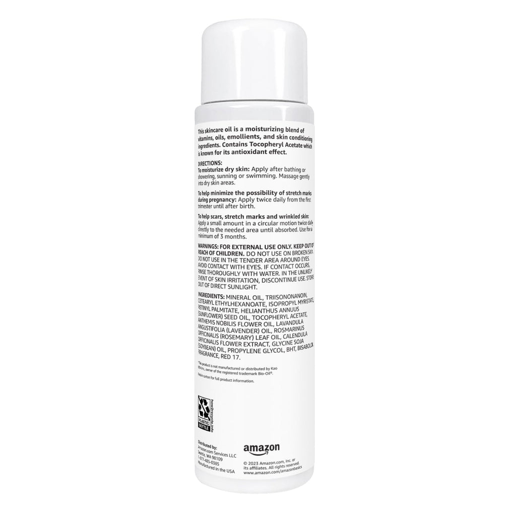 Amazon Basics Moisturizing Body Oil for Skin with Vitamins A & E, Antioxidant Skincare Oil, 6.7 fl oz