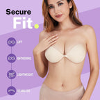 Invisible Strapless Sticky Bra Push up for Women, Ultra Adhesive Bra for Backless Dress, Cleavage Bra Lift Novelty Bras (A Cup, Light Beige)