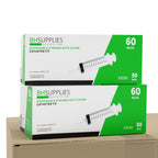Bulk Case - BH Supplies 60mL Sterile Catheter Tip Syringes with covers, no needles - Individually Wrapped (300 Syringes, 6 Boxes, 50 Units Each)