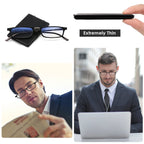 SKYOAK Evolved Folding Reading Glasses For Women Men Blue Light Blocking Anti UV Eyestrain Foldable Portable Compact Readers with Flat Hard Case Pocket Computer glasses 2.0 BLACK