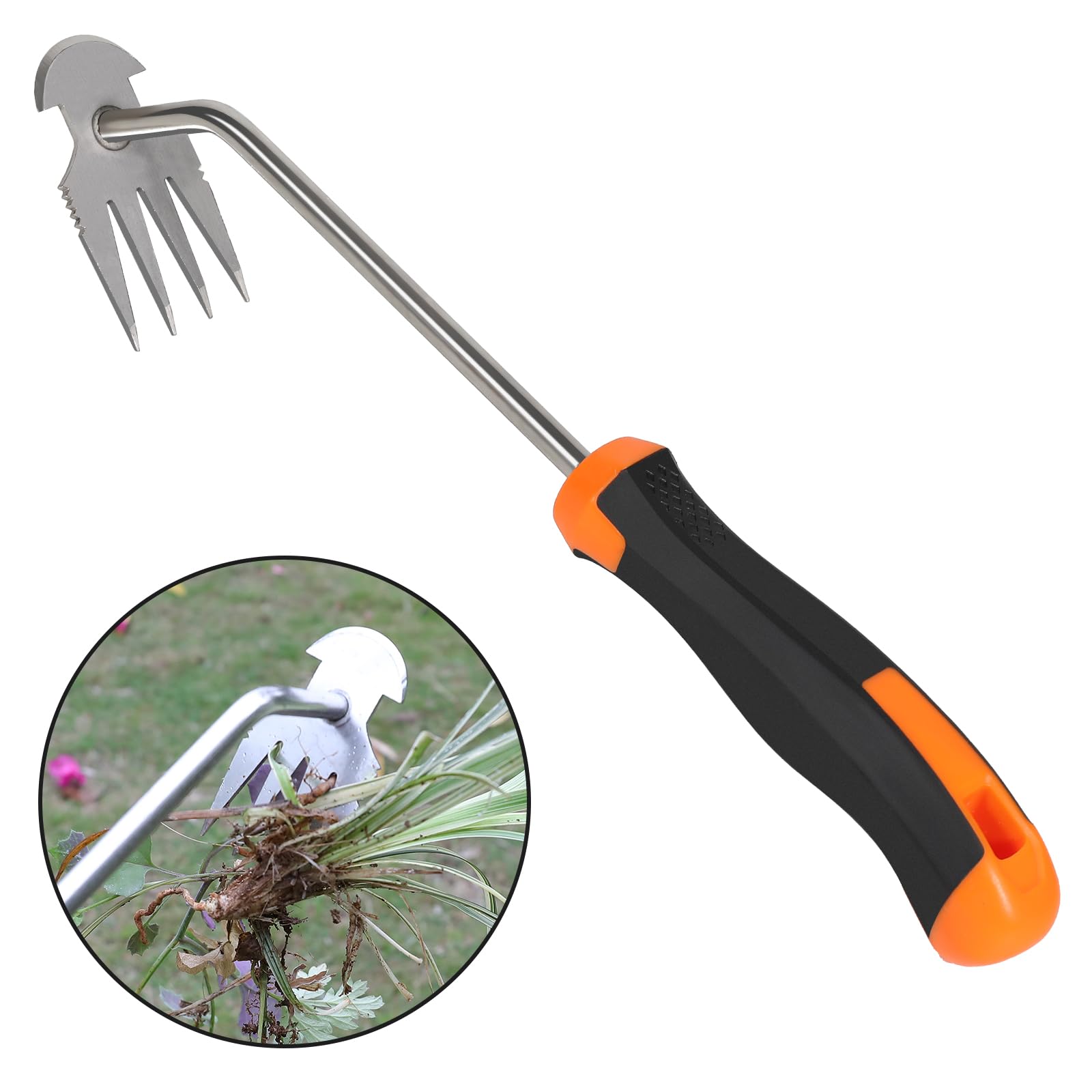 SIXCAR Weed Remover Tool,Portable Garden Weeder Tool,New Gardening Weeding Tools,for Garden Hand Tools for Vegetable Gardening Backyard Farm Planting & Uprooting Weeding Tool (Rubber Handle)