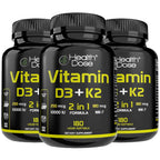 Health Dose Vitamin D3 10,000 IU + K2 (MK7) Supplement, 2-in-1 Formula, Immune Support, a Healthy Mood, Heart, Joint, Teeth, Bone Health, Calcium Absorption, 180 softgels. (3)