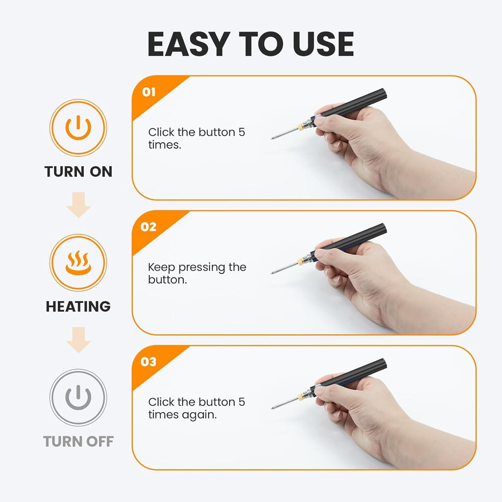 Soldering Pen Battery, 650mAh Soldering Iron Kit with LED Digital Display,USB Rechargeable Adjustable Temperature for Home&Electronics Appliance Repair