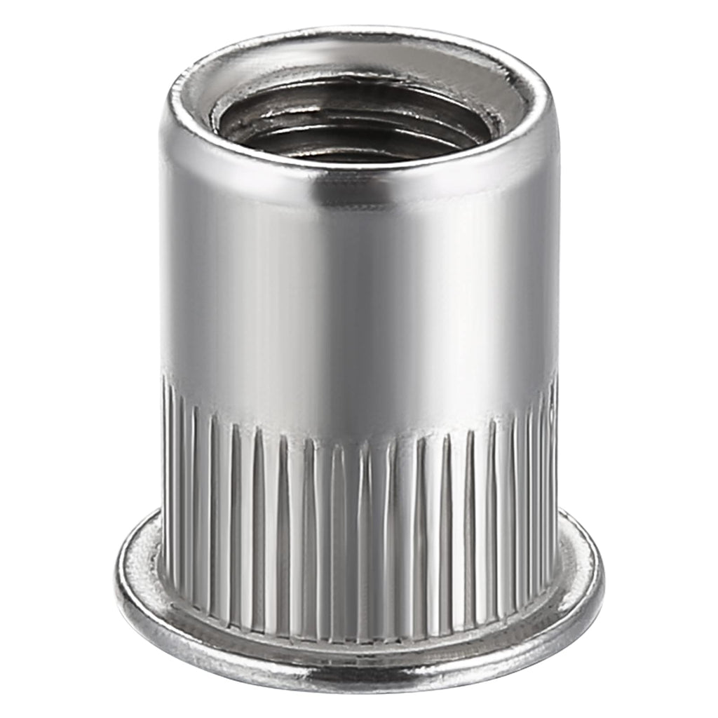 Wensilon 200Pcs Rivet Nut M6 Metric Stainless Steel 304 Finish Flat Head Rivnut Threaded Insert Nut Knurled Body