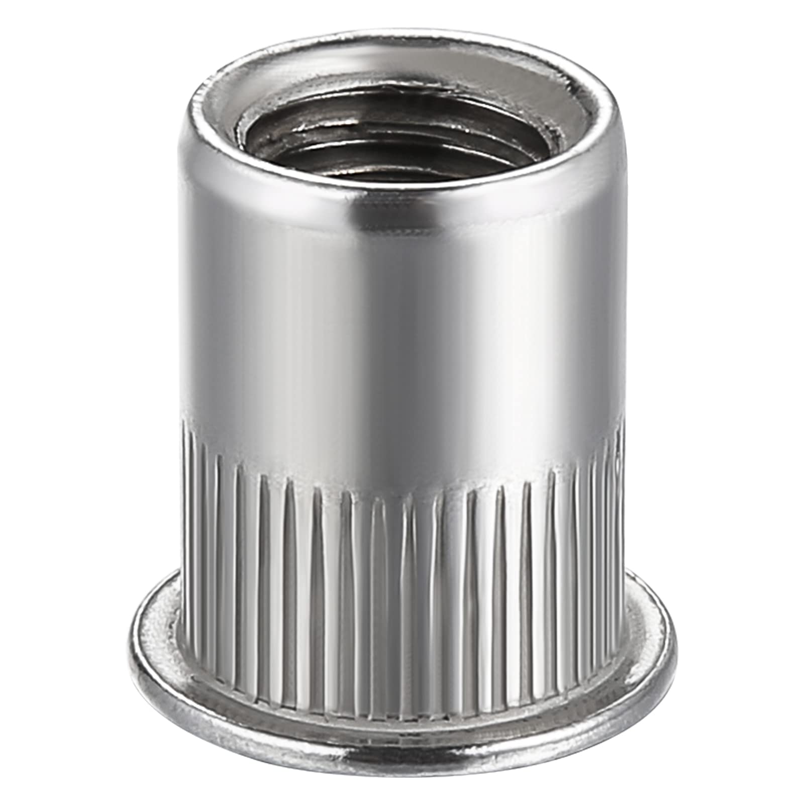 Wensilon 200Pcs Rivet Nut M6 Metric Stainless Steel 304 Finish Flat Head Rivnut Threaded Insert Nut Knurled Body