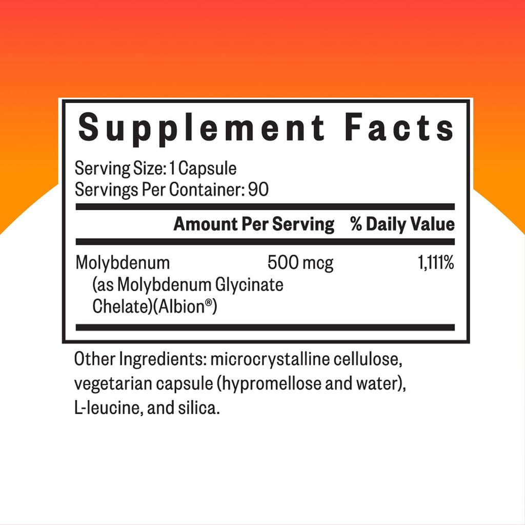 Seeking Health Molybdenum 500, Molybdenum Glycinate Chelate Supplement to Support Healthy Detoxification, Supports Metabolism and Iron Utilization, Vegetarian (90 Capsules) (Pack of 2)