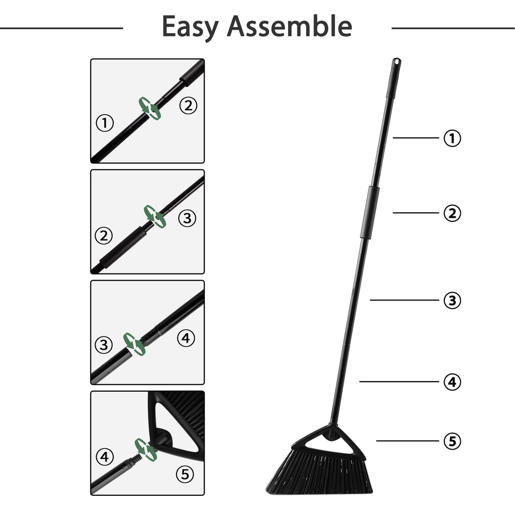 Eyliden Heavy-Duty Commercial Broom and Dustpan Set, Windproof Lid