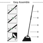 Eyliden Heavy-Duty Commercial Broom and Dustpan Set, Windproof Lid