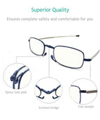sevenplus 3 Pack Reading Glasses Blue Light Blocking, Anti UV Glare, Foldable Computer Spring Hinge Readers for Women Man 2.50X