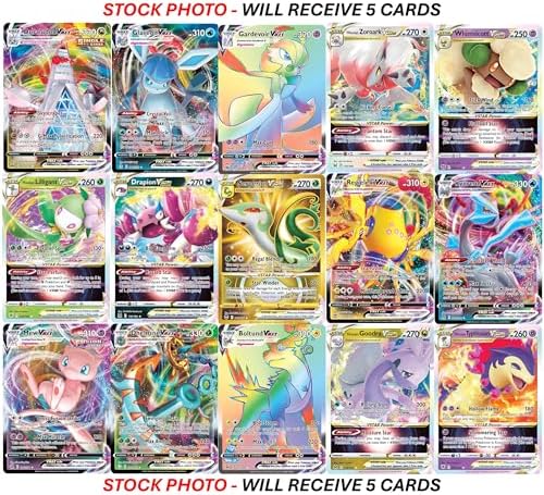 5 Pokemon Card VMAX/VSTAR Bundle - X2 VSTAR - X2 VMAX - X1 Secret Rare - No Duplicates