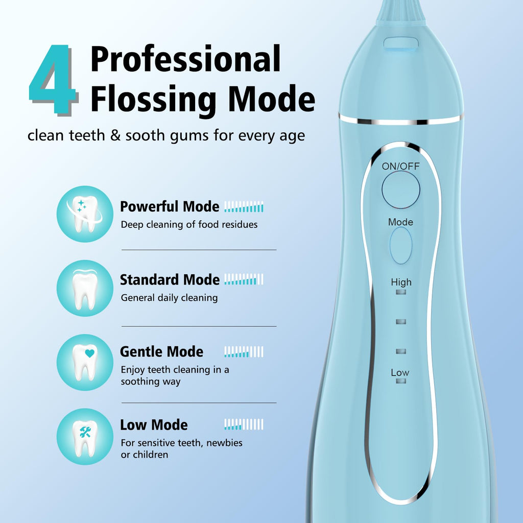Leominor Water Dental Flosser Pick for Teeth, 300ML Portable Oral Irrigator Upgraded Tank Removable,IPX7 Waterproof, Rechargeable Travel Teeth Cleaner, Professional Electric Flossing Machine