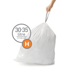 simplehuman Code H 60 Count, Dispenser Pack Custom Fit Liners, Drawstring Trash Bags, 30-35 Liter / 8-9.2 Gallon, White