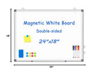 Double-Sided White Board Dry Erase Magnetic Whiteboard Wall 24x18 Silver