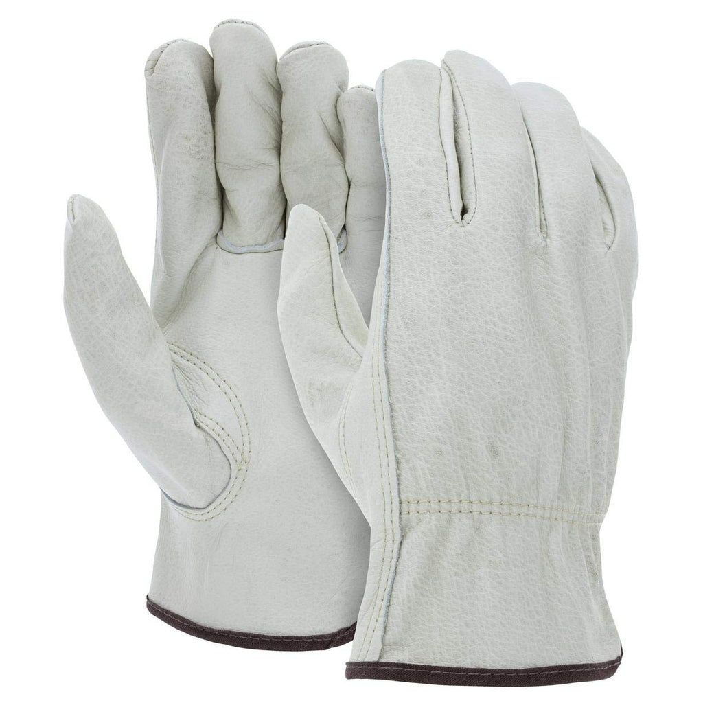 ATERET 12 Pairs Small Heavy Duty Durable Cowhide Leather Work Gloves I Driver Gloves for Truck Driving, Warehouse, Gardening, Farming