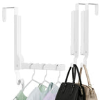 2 Pack Heavy Duty Over the Door Hanger, Compact Foldable Over Door Hook, Portable Compact Over Door Drying Rack for Laundry, Metal Over the Door Clothes Hanger, Rustproof & Waterproof (White)